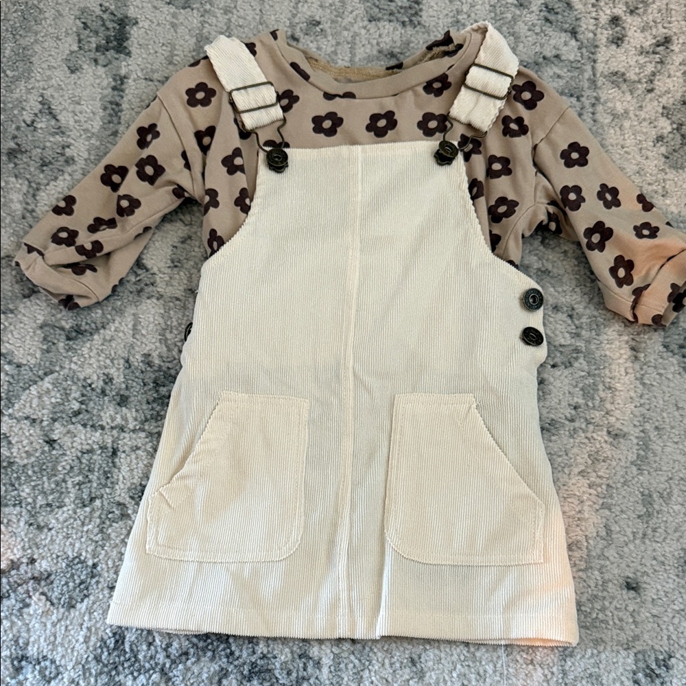 Charming Cream Corduroy Kids Overalls